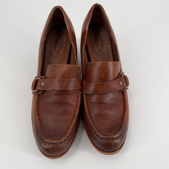Kork-Ease Shoes - Kork-Ease Brown Leather Heeled Loafers Block Heel Ring Detail Pumps Womens 9.5